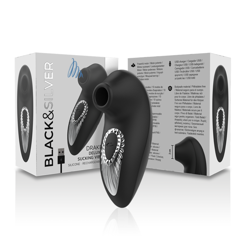 Black&Silver Drake Deluxe Vibratore Mini con Funzione Succhiante - immagine 5