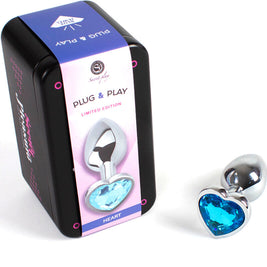 Secretplay - Plug Anale In Metallo Cuore Blu Taglia Piccolo 7 Cm