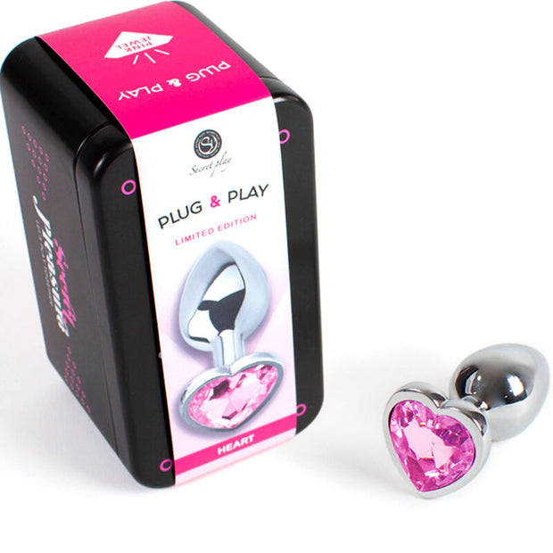 Secretplay - Plug Anale In Metallo Cuore Fucsia Piccolo 7 Cm