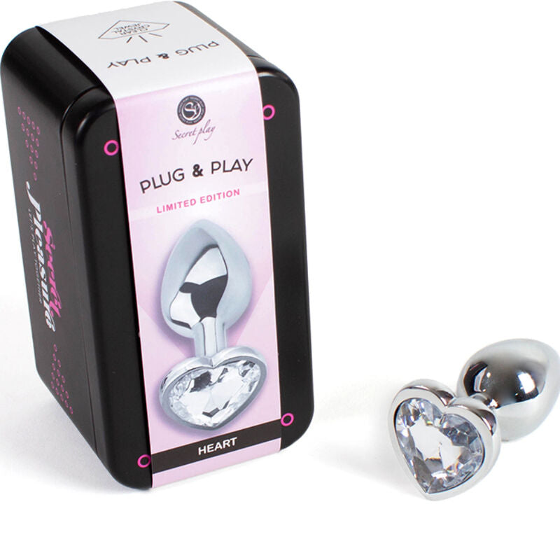 Secretplay - Plug Anale In Metallo Con Cuore Di Cristallo Trasparente Piccolo 7 Cm