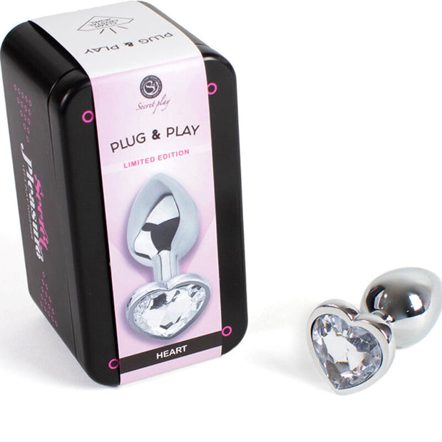 Secretplay - Plug Anale In Metallo Con Cuore Di Cristallo Trasparente Piccolo 7 Cm