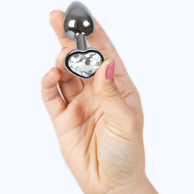 Secretplay - Plug Anale In Metallo Con Cuore Di Cristallo Trasparente Piccolo 7 Cm