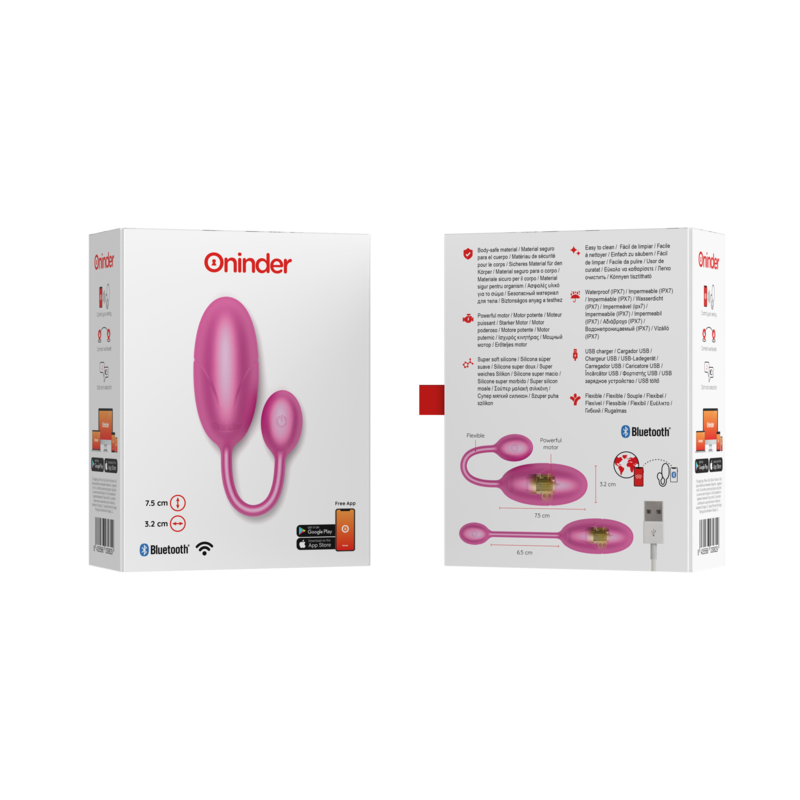 Oninder Tokyo Vibratore Smart con App Rosa 7,5cm Body-Safe - immagine 8