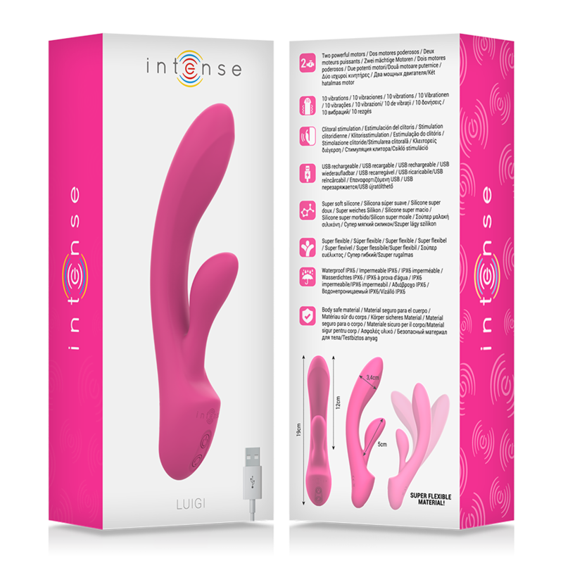 Intense - Vibratore Luigi Rabbit In Silicone Liquido Rosa