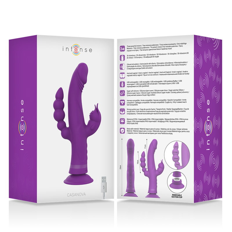 Intense Casanova Rabbit Triplo Motore in Silicone Viola Premium - immagine 6