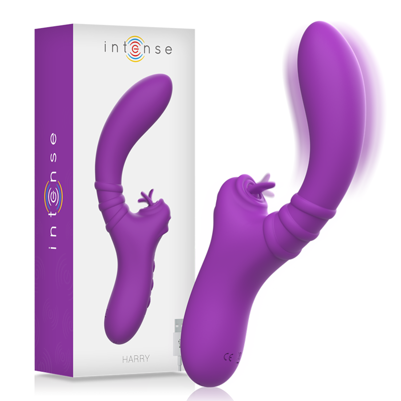 Intense Harry Vibratore Rabbit Flessibile con Lingua in Silicone