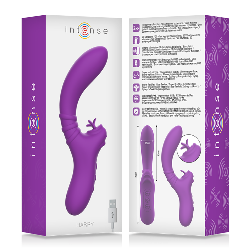 Intense Harry Vibratore Rabbit Flessibile con Lingua in Silicone - immagine 7