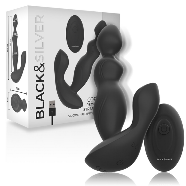 Black&Silver Plug Vibrante Cora con Telecomando in Silicone Premium
