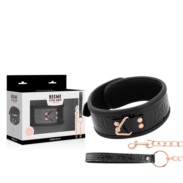 Begme - Collare In Pelle Vegana Premium Edizione Nera Con Fodera In Neoprene