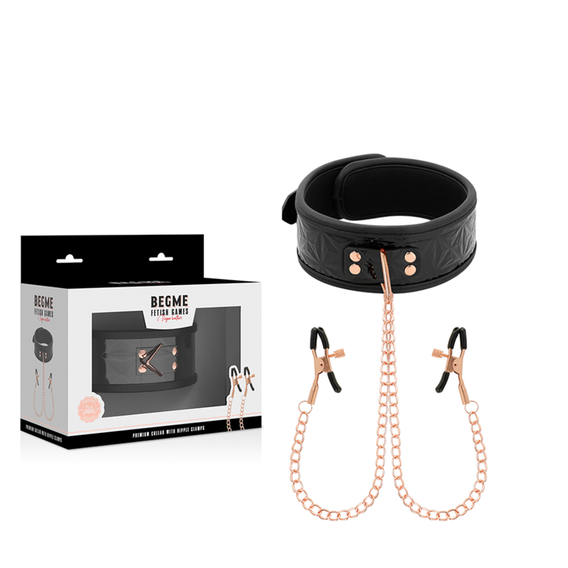 Begme - Collare Black Edition Con Morsetti Per Capezzoli Con Fodera In Neoprene