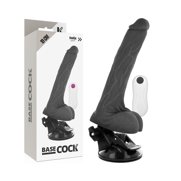 Basecock Vibratore Realistico con Telecomando Nero 19 cm