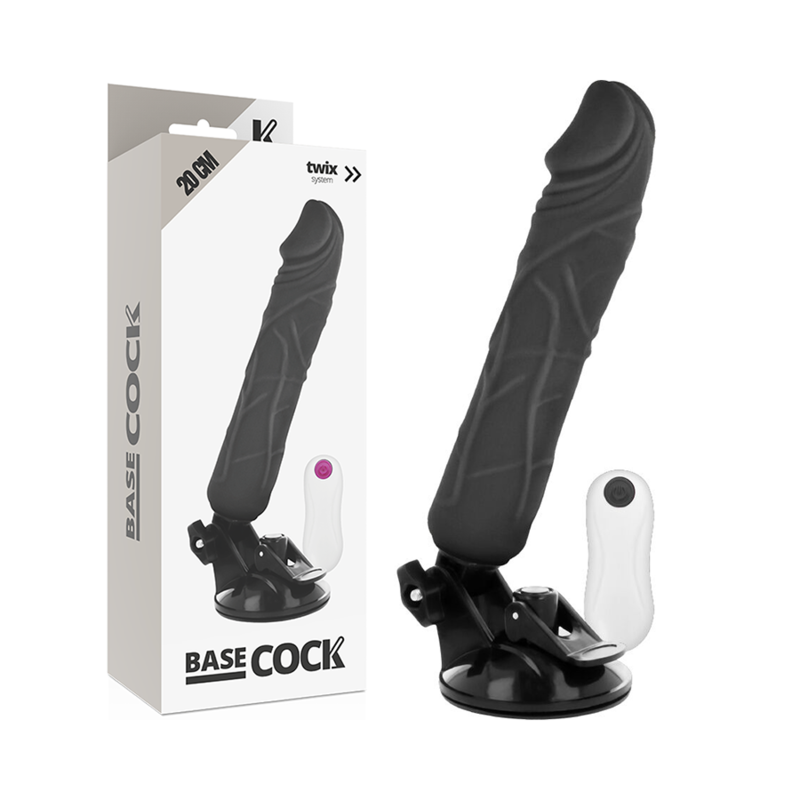 Basecock Vibratore Realistico con Telecomando Nero 20 cm