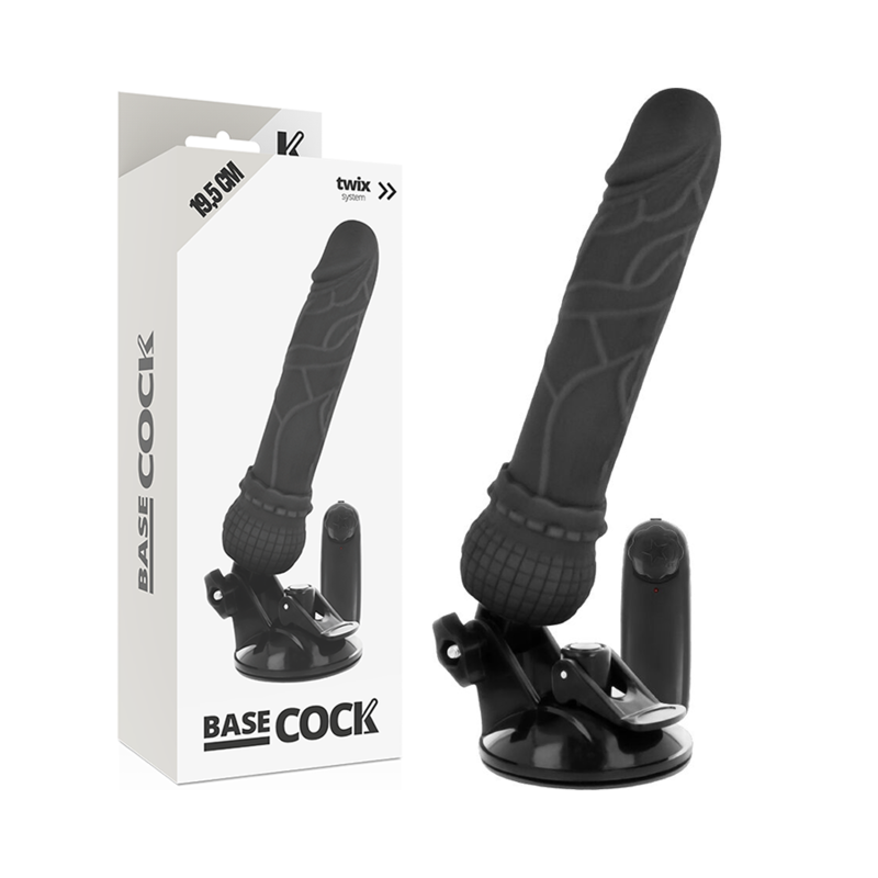 Basecock Vibratore Realistico con Telecomando Nero 19,5 cm