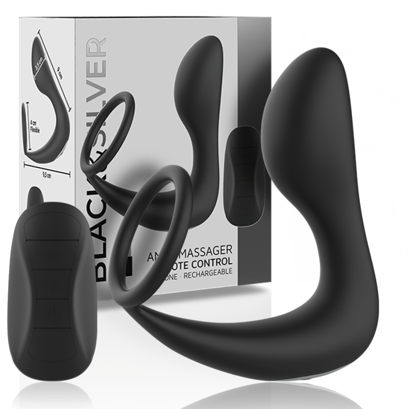 Black&Silver Massaggiatore Ergonomico Ricaricabile con Telecomando