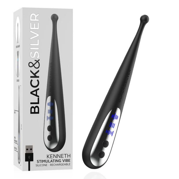 Black&Silver Kenneth Stimolatore Premium in Silicone Body-Safe