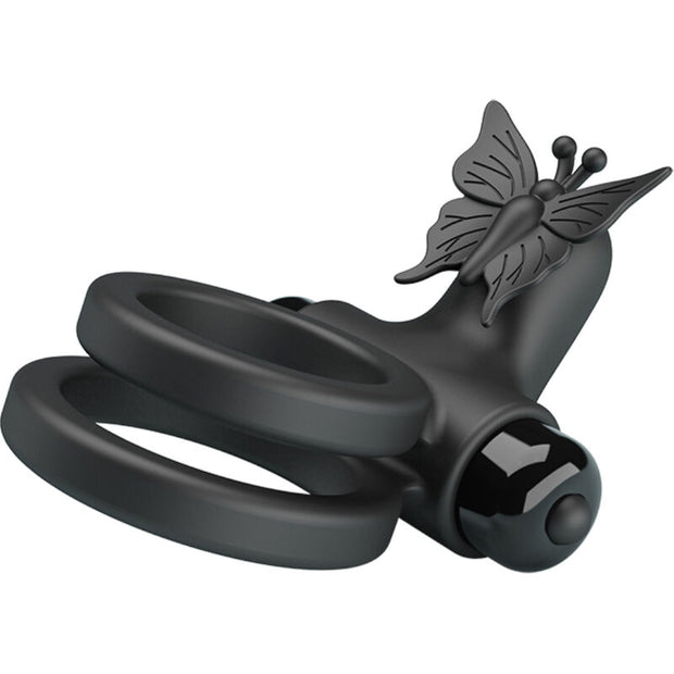 Pretty Love - Doppio Anello Vibrante Con Stimolatore Nero