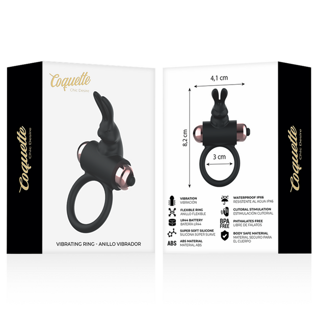 Coquette Chic Desire - Anello Per Il Pene Con Vibratore Nero/Oro