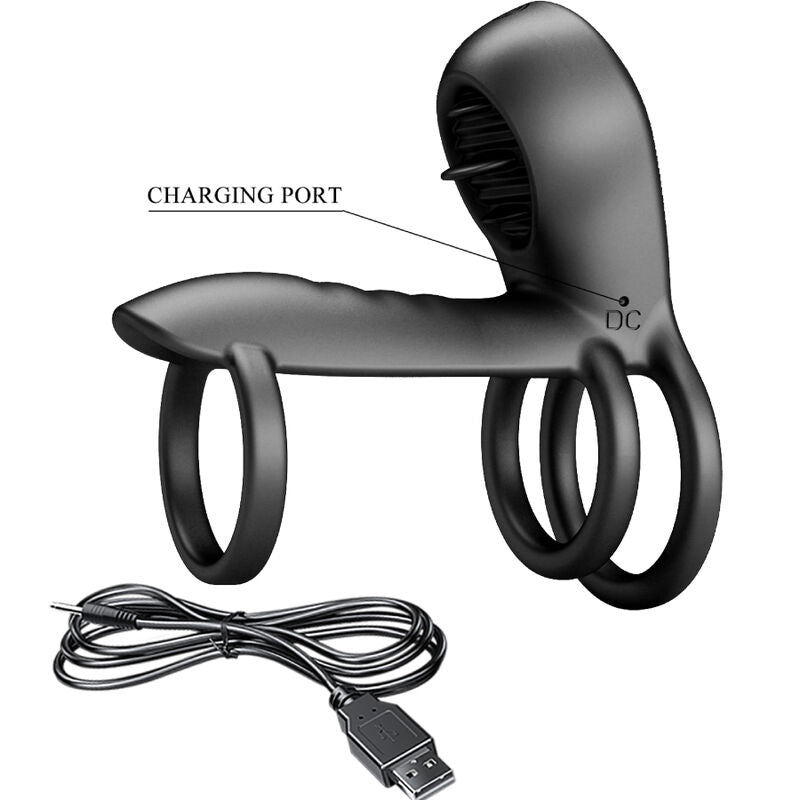 Pretty Love - Guaina Per Pene Jammy 12 Vibrazioni Con Lingua In Silicone Ricaricabile