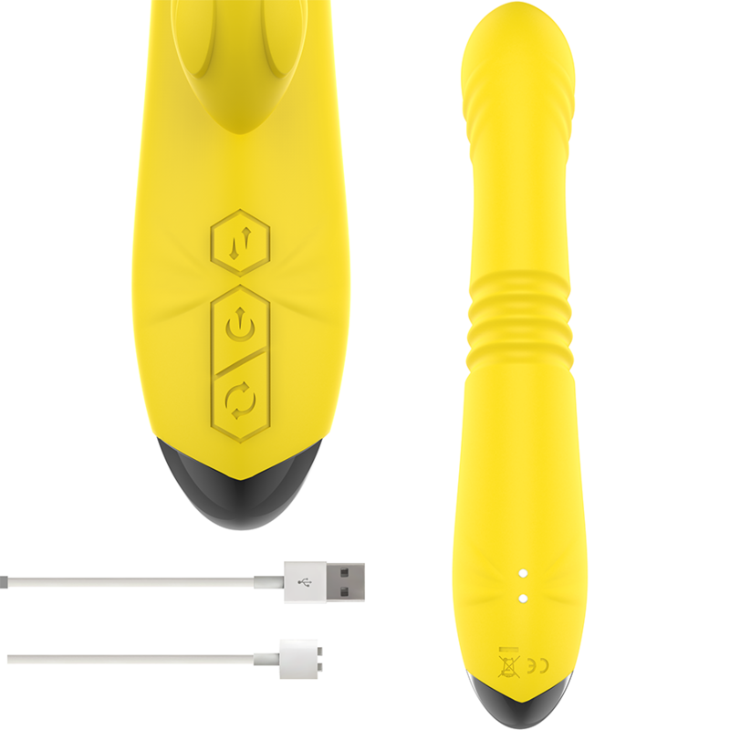Intense - Toky Vibratore Multifunzione Su E Giù Con Stimolatore Clitorideo Giallo