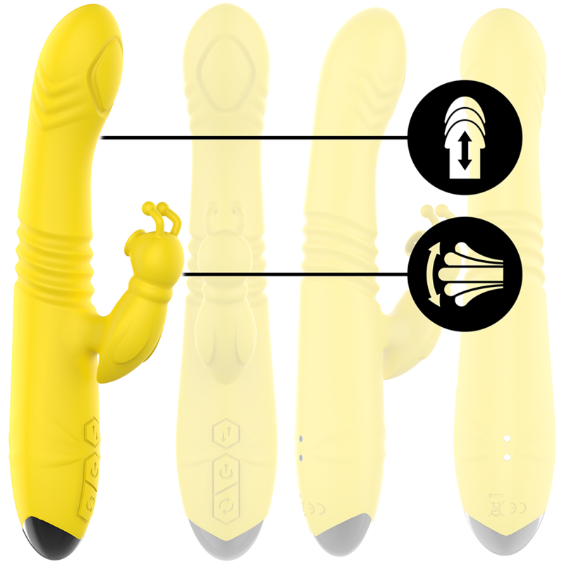 Intense - Toky Vibratore Multifunzione Su E Giù Con Stimolatore Clitorideo Giallo