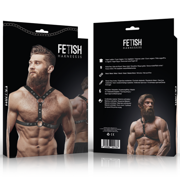 Atteggiamento Sottomessa Fetish - Imbracatura Pettonaria In Ecopelle Con Doppio Supporto E Borchie Per Uomo
