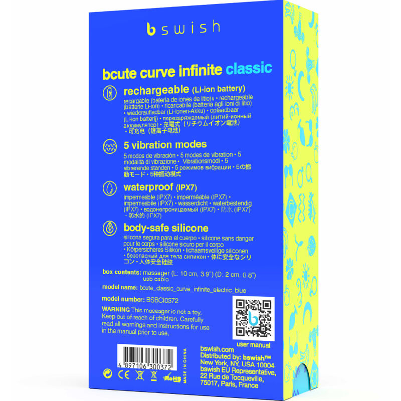 B Swish Bcute Curve Infinite Vibratore Punto G Ricaricabile Blu - immagine 5