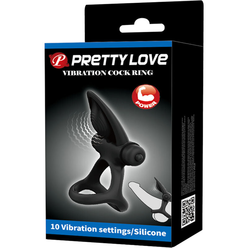 Pretty Love - Anello Vibrante 10 Vibrazioni Silicone Nero