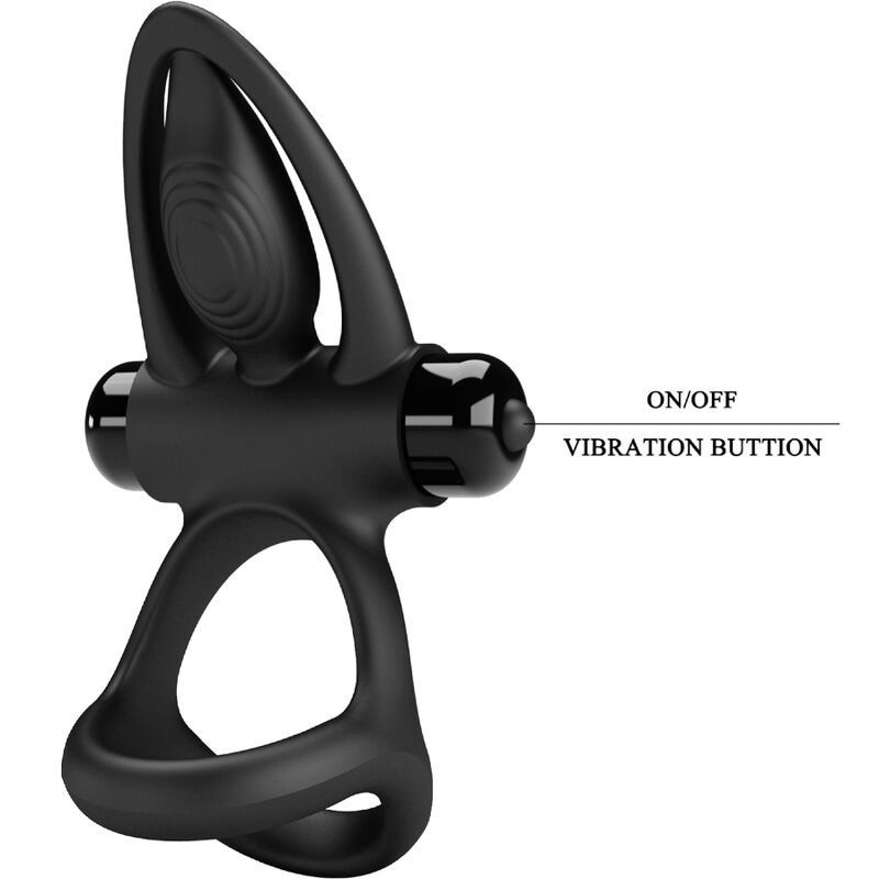 Pretty Love - Anello Vibrante 10 Vibrazioni Silicone Nero