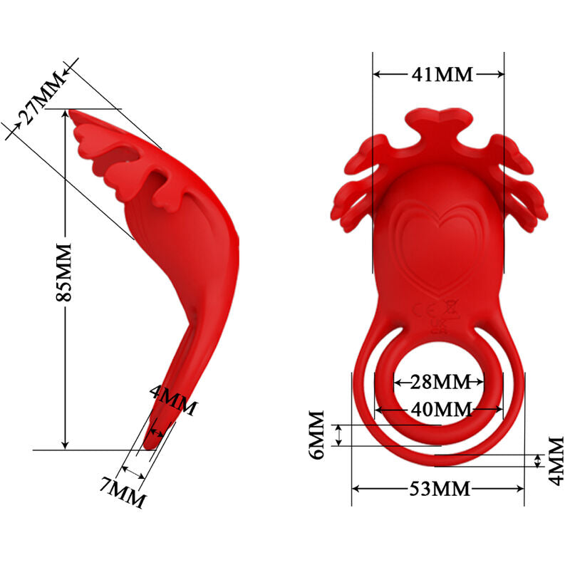 Pretty Love - Ruben Anello Vibratore 7 Vibrazioni Silicone Rosso