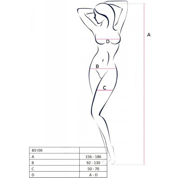 Passione - Bs100 Bodystocking Negro Talla Unica