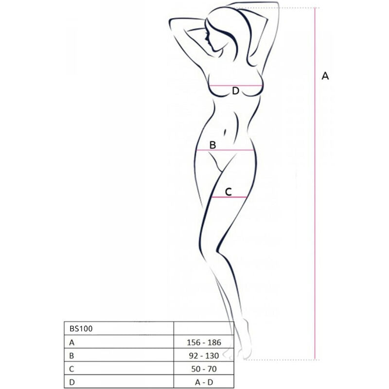Passione - Bs100 Bodystocking Negro Talla Unica