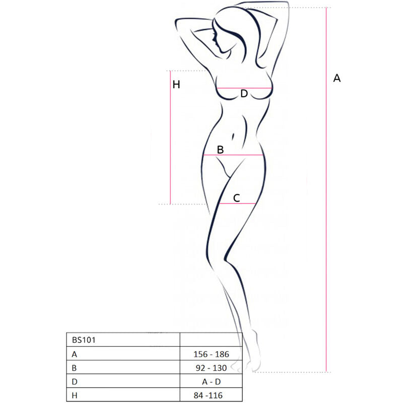 Passion - Bs101 Bodystocking Nero Taglia Unica