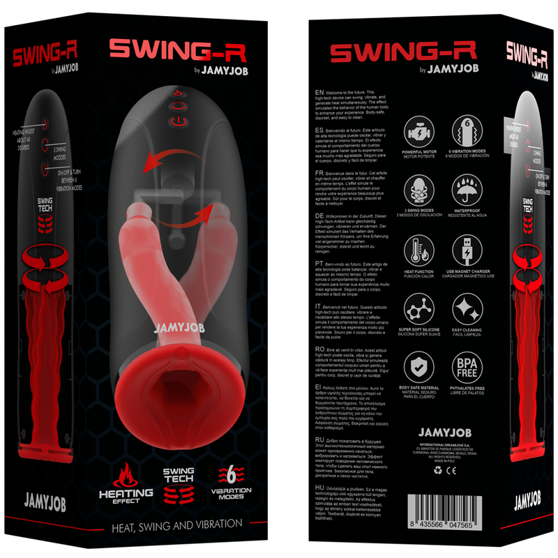 Jamyjob - Masturbatore Con Effetto Riscaldante Swing-R, Tecnologia Swing E Vibrazione