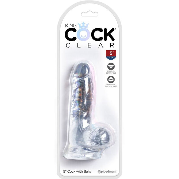 King Cock - Pene Realistico Trasparente Con Palle 10,1 Cm