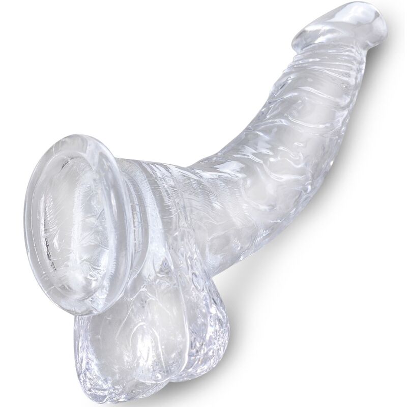 King Cock - Pene Curvo Realistico Trasparente Con Palle 16,5 Cm