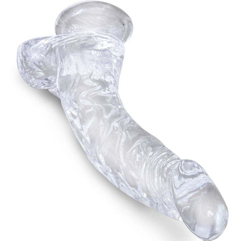 King Cock - Pene Curvo Realistico Trasparente Con Palle 16,5 Cm