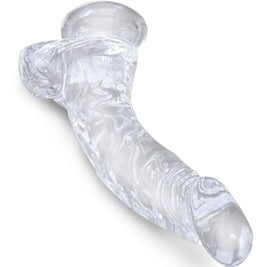 King Cock - Pene Curvo Realistico Trasparente Con Palle 16,5 Cm