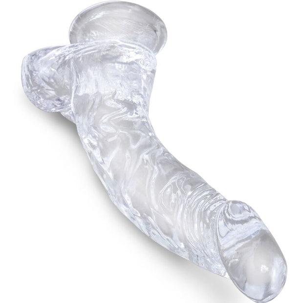 King Cock - Pene Curvo Realistico Trasparente Con Palle 16,5 Cm