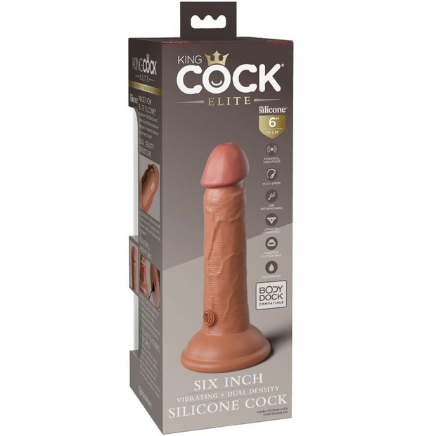 King Cock - Dildo Realistico Elite Vibrante E Silicone 15,2 Cm Caramello