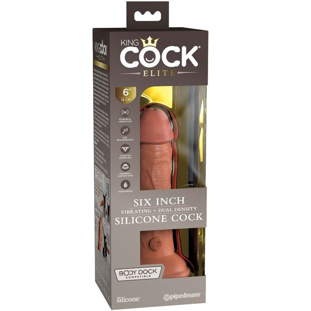 King Cock - Dildo Realistico Elite Vibrante E Silicone 15,2 Cm Caramello