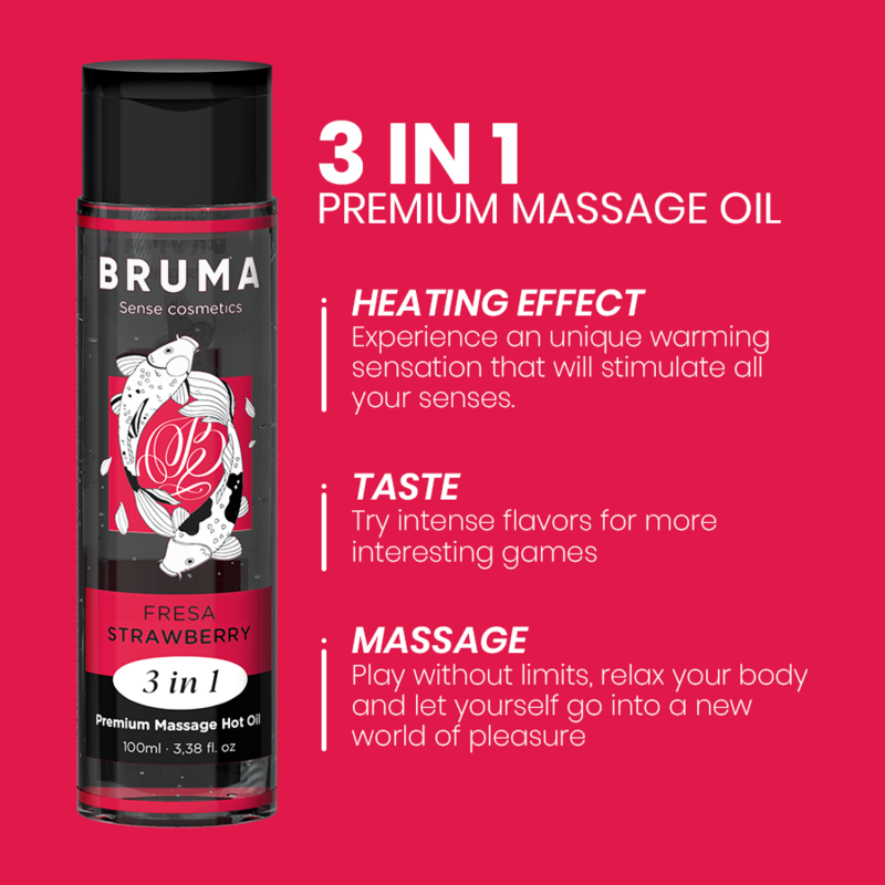 Bruma Olio da Massaggio Effetto Calore Fragola 100ml Premium - immagine 4