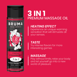 Bruma Olio da Massaggio Effetto Calore Fragola 100ml Premium - immagine 4