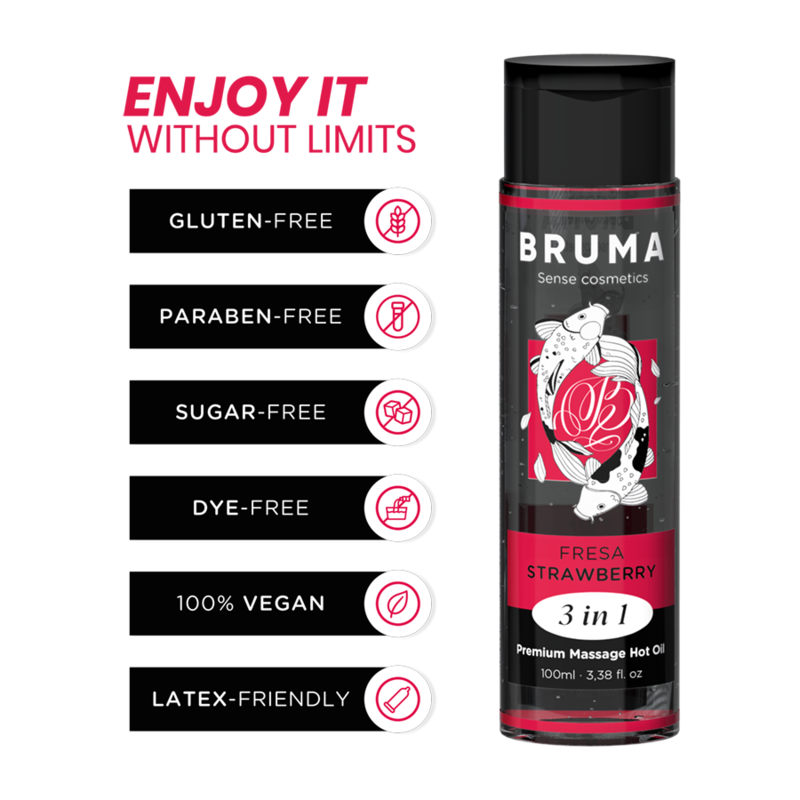 Bruma Olio da Massaggio Effetto Calore Fragola 100ml Premium - immagine 3