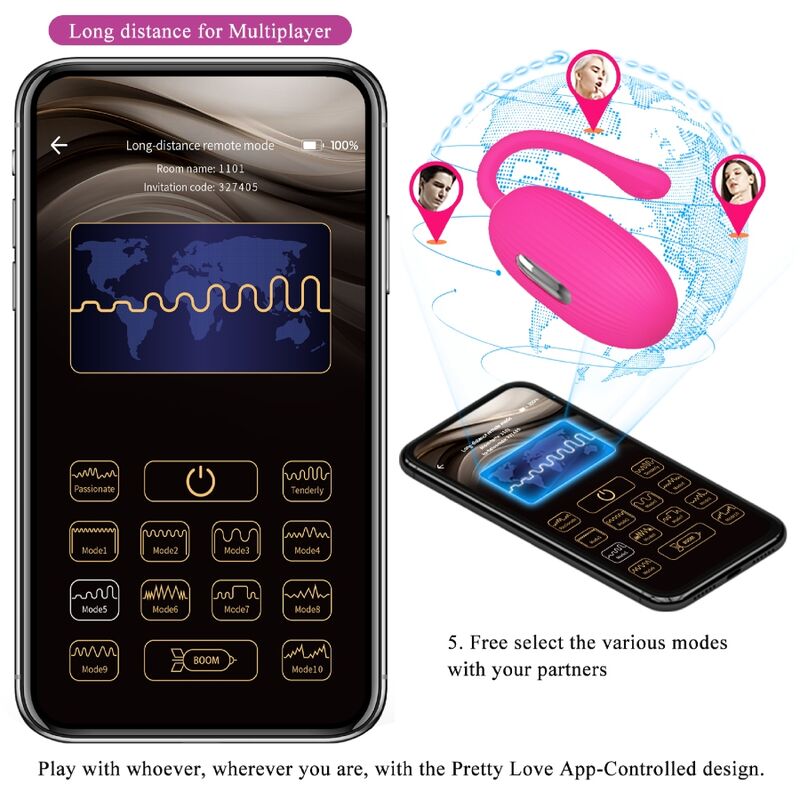 Pretty Love - Doreen Uovo Vibrante Ricaricabile Magenta Telecomando