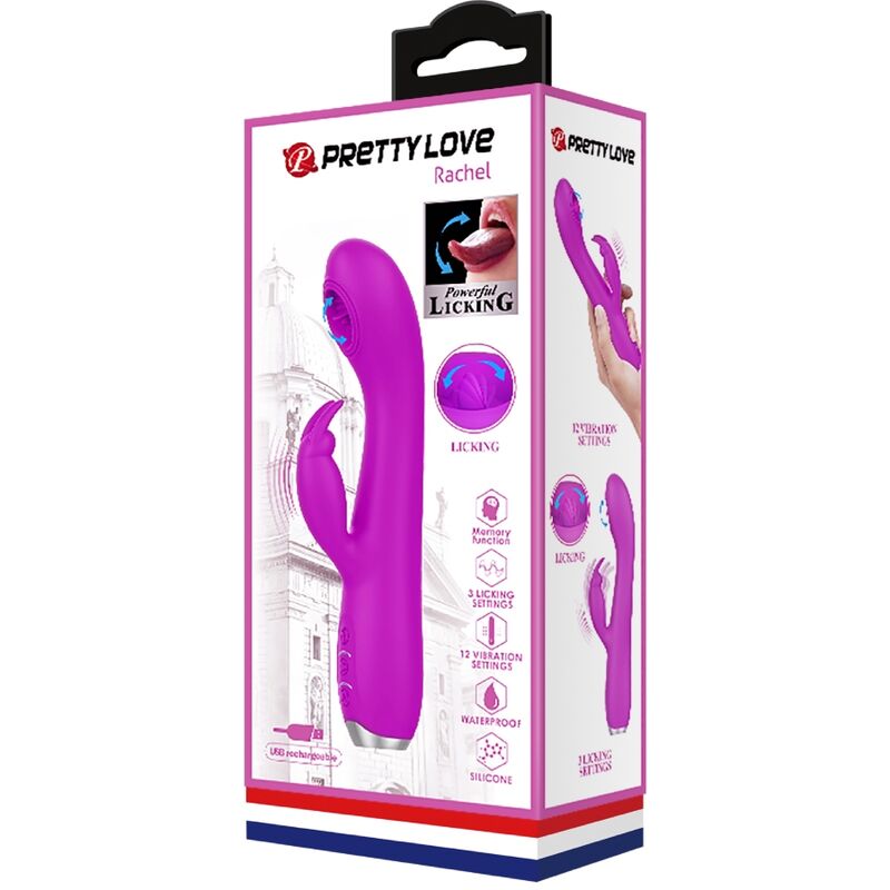 PRETTY LOVE - VIBRATORE RICARICABILE RACHEL CON ONDE STIMOLANTI VIOLA