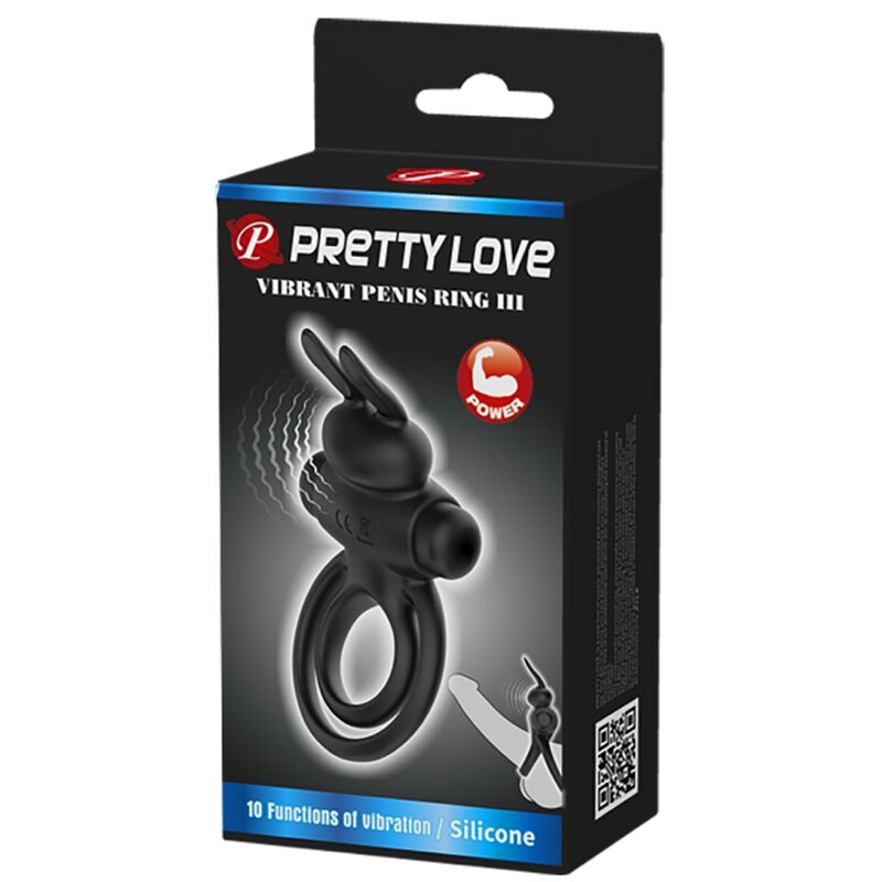 Pretty Love - Vibratore Iii Anello Coniglio Per Pene Nero
