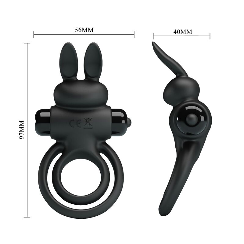 Pretty Love - Vibratore Iii Anello Coniglio Per Pene Nero