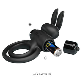 Pretty Love - Vibratore Iii Anello Coniglio Per Pene Nero