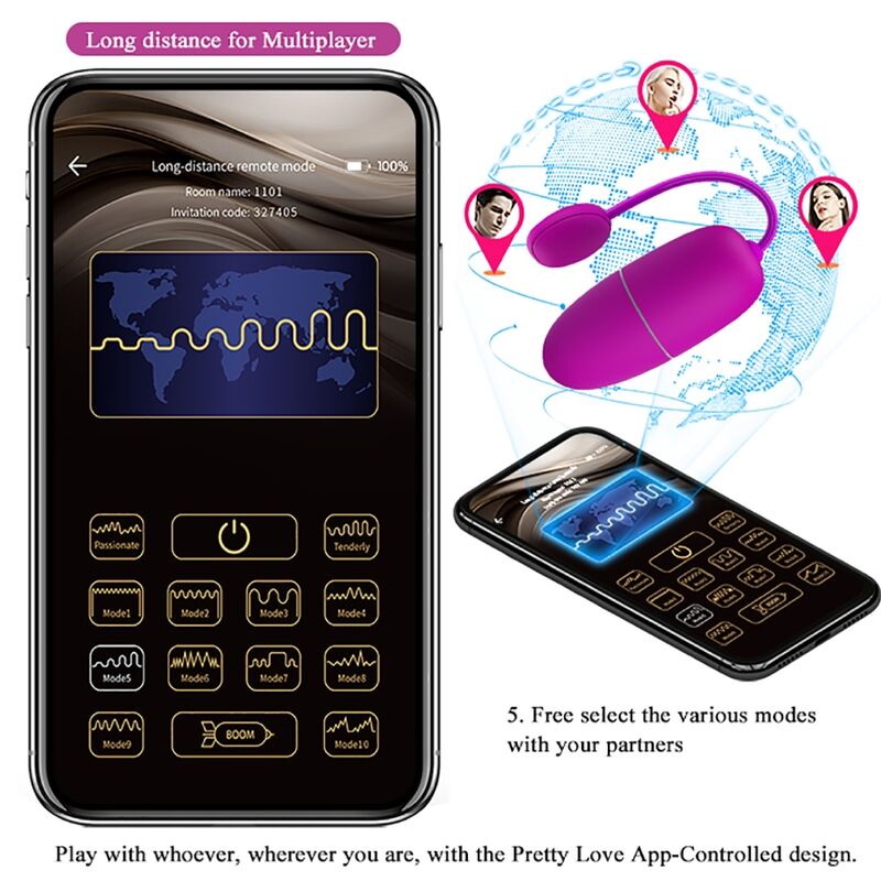 Pretty Love Ninfa Uovo Vibrante App Controllato in Silicone - immagine 15