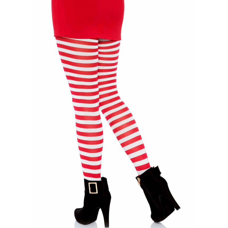 Leg Avenue - Collant A Righe Bianco/Rosso